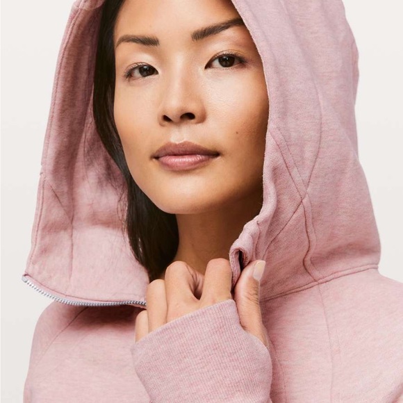 SOLD!! 💔 Lululemon Heathered Mink Berry Scuba Hoodie Full Zip Cotton Fleece - Picture 4 of 16